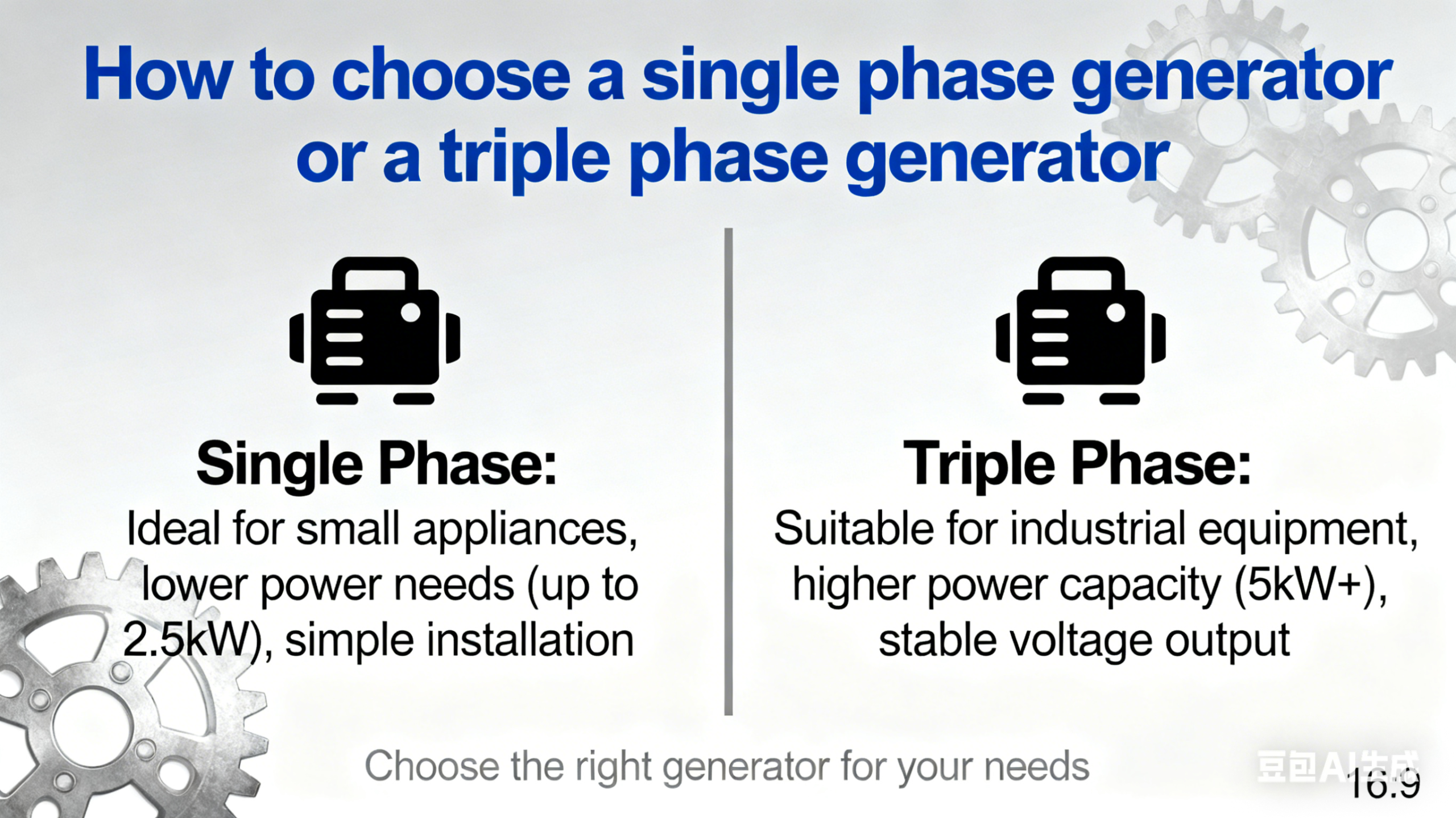 How to choose a single phase generator or a triple phase generator